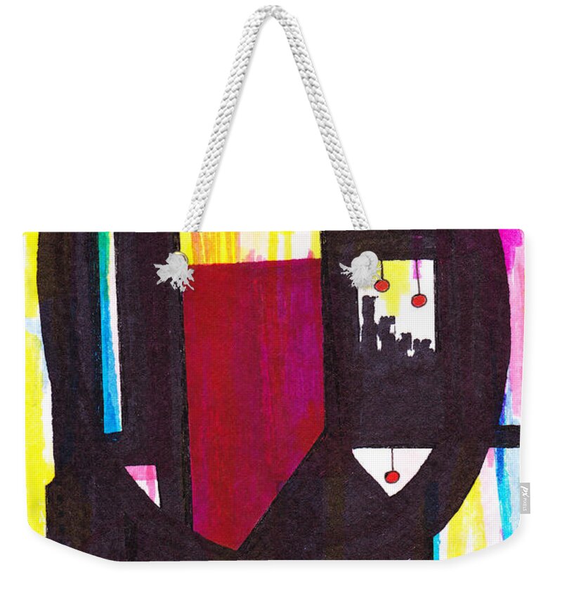 Abstract Weekender Tote Bag featuring the mixed media 46.AB.7 Abstract by Lew Hagood