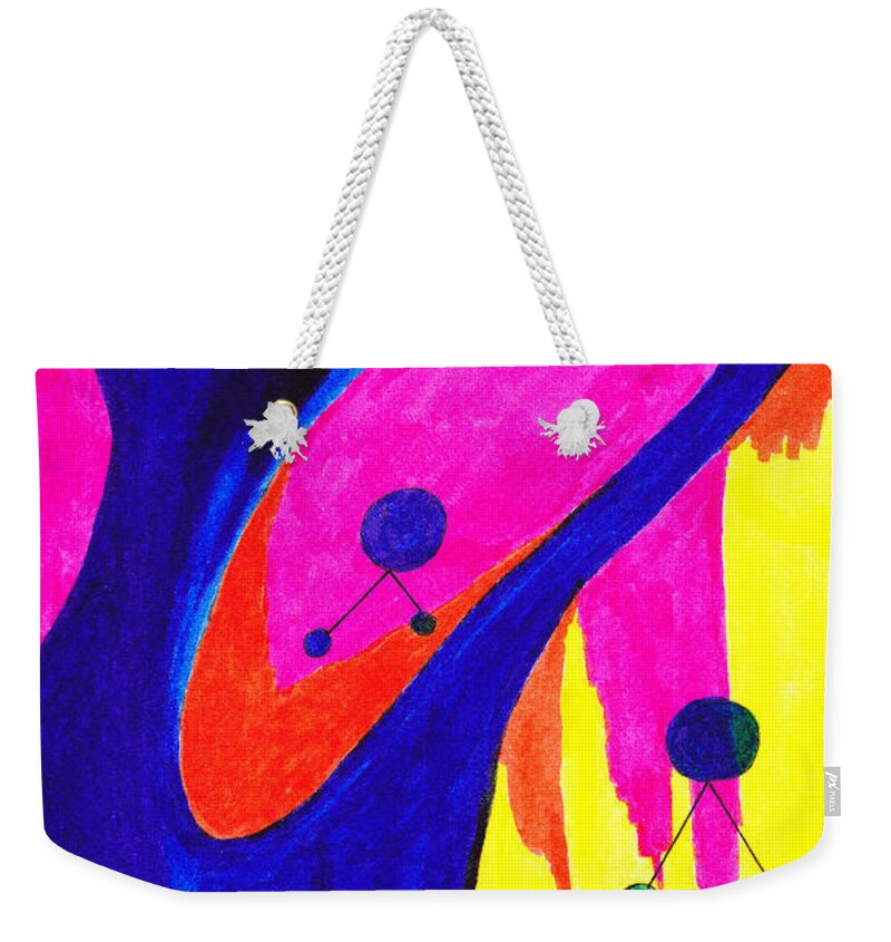 Lew Hagood Weekender Tote Bag featuring the mixed media 46.AB.8 Abstract by Lew Hagood