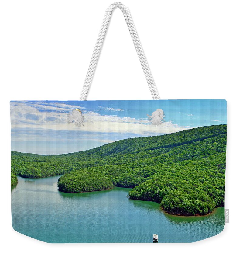 Smith Mountain Lake Weekender Tote Bag featuring the photograph 2017 Poker Run, Smith Mountain Lake, Virginia #5 by The James Roney Collection