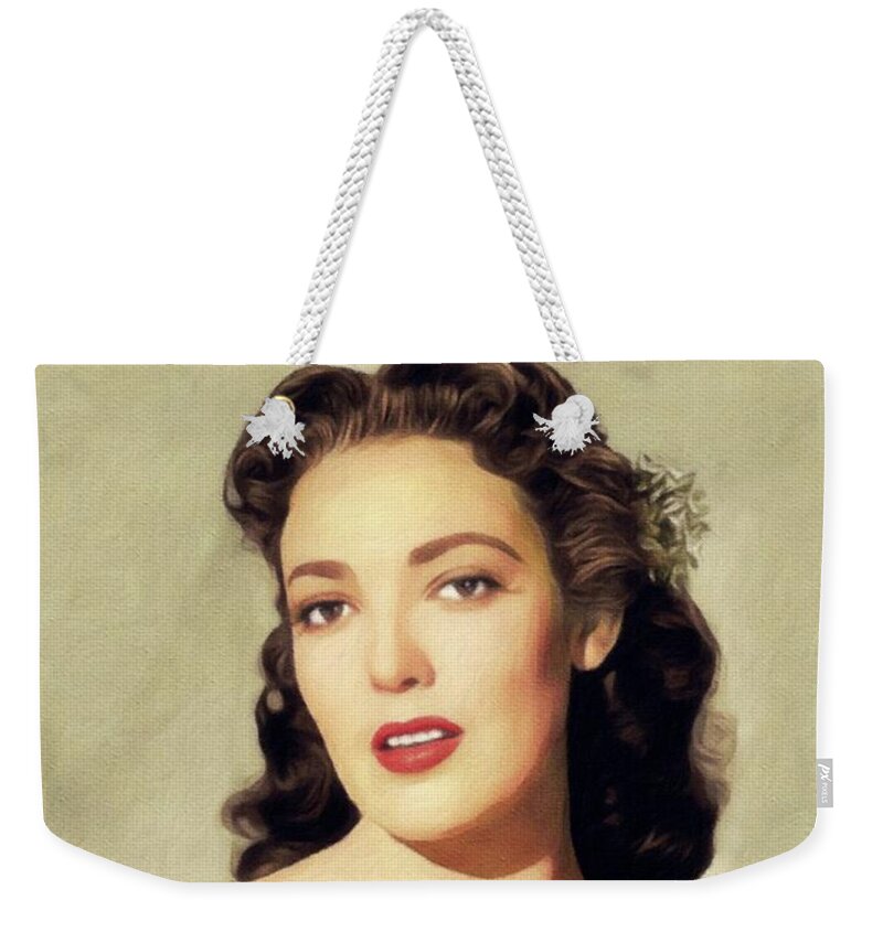 Linda Weekender Tote Bag featuring the painting Linda Darnell, Vintage Movie Star #5 by Esoterica Art Agency