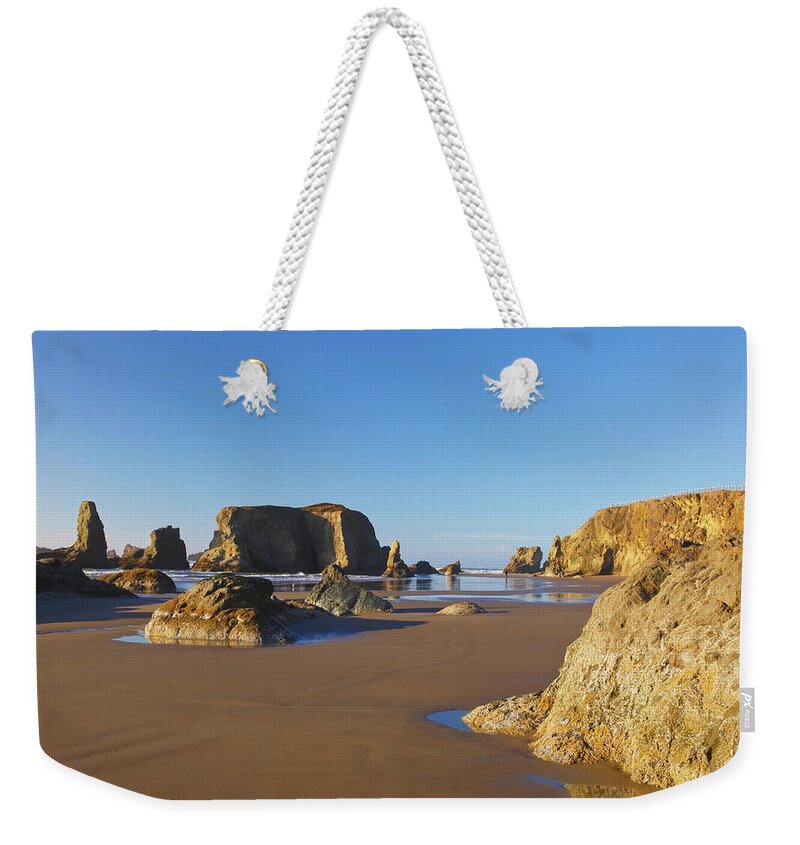 Tide Weekender Tote Bag featuring the photograph Rock Formations At Low Tide On Bandon #5 by Craig Tuttle / Design Pics