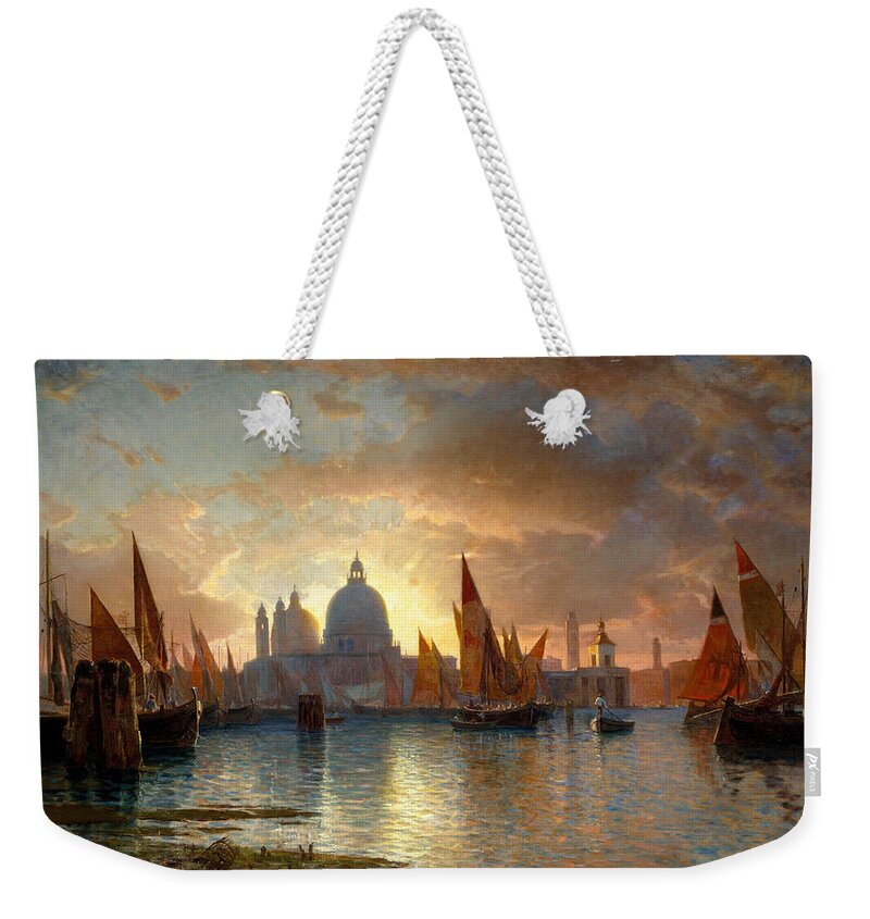Haleltine Weekender Tote Bag featuring the painting Santa Maria della Salute, Sunset #9 by William Stanley Haseltine