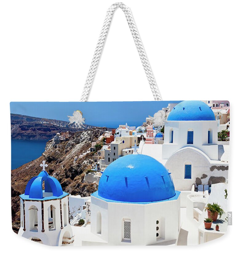 Saint George Church Weekender Tote Bag featuring the photograph Santorini Famous Churches #5 by Mbbirdy