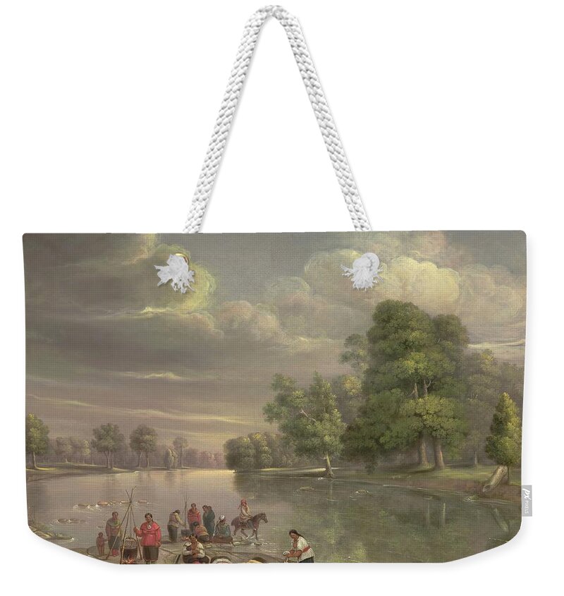 River Weekender Tote Bag featuring the painting Scene On The Wabash by George Winter