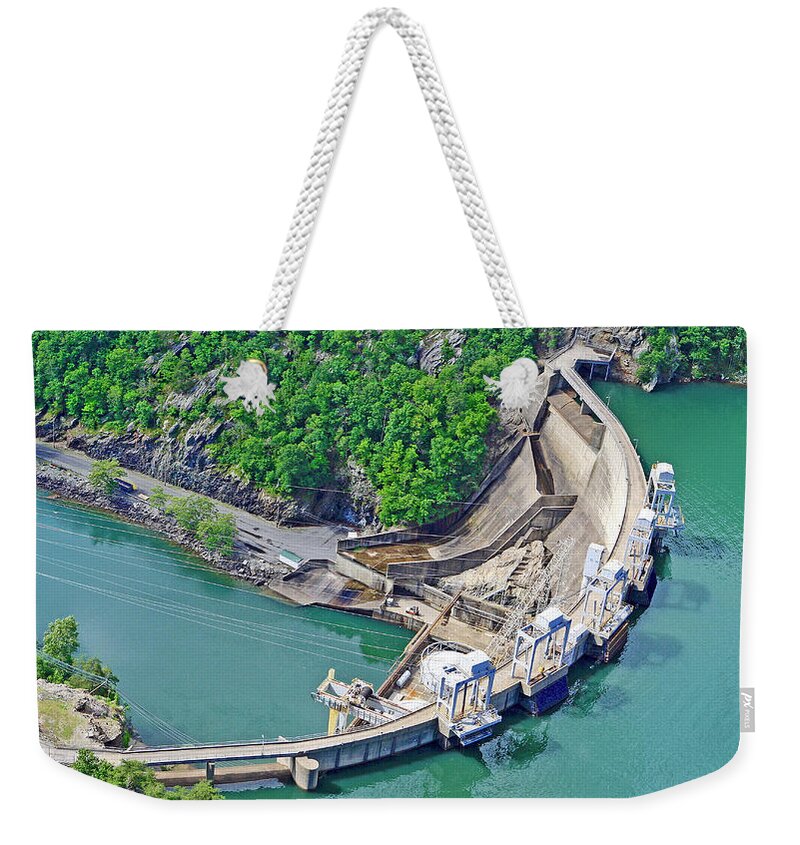 Smith Mountain Lake Dam Weekender Tote Bag featuring the photograph Smith Mountain Lake Dam #5 by The James Roney Collection