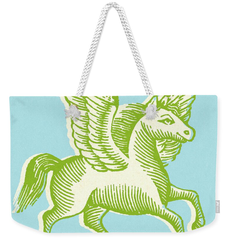 Animal Weekender Tote Bag featuring the drawing Winged Horse #5 by CSA Images