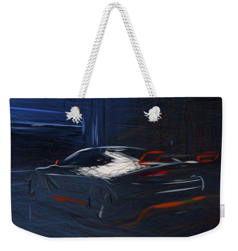 Aston Weekender Tote Bag featuring the digital art Aston Martin Vantage GT12 Drawing #7 by CarsToon Concept