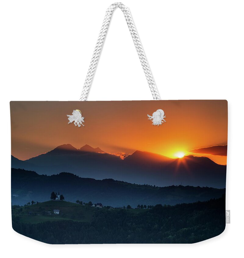 Sveti Weekender Tote Bag featuring the photograph Church of Saint Thomas at sunrise #6 by Ian Middleton