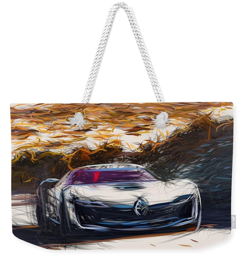 Renault Weekender Tote Bag featuring the digital art Renault Trezor Draw #7 by CarsToon Concept