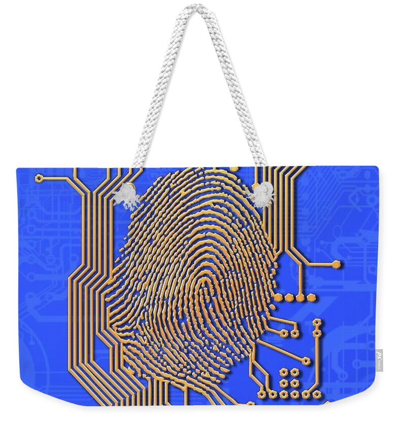 Security Weekender Tote Bag featuring the digital art Biometric Security, Artwork #7 by Victor Habbick Visions