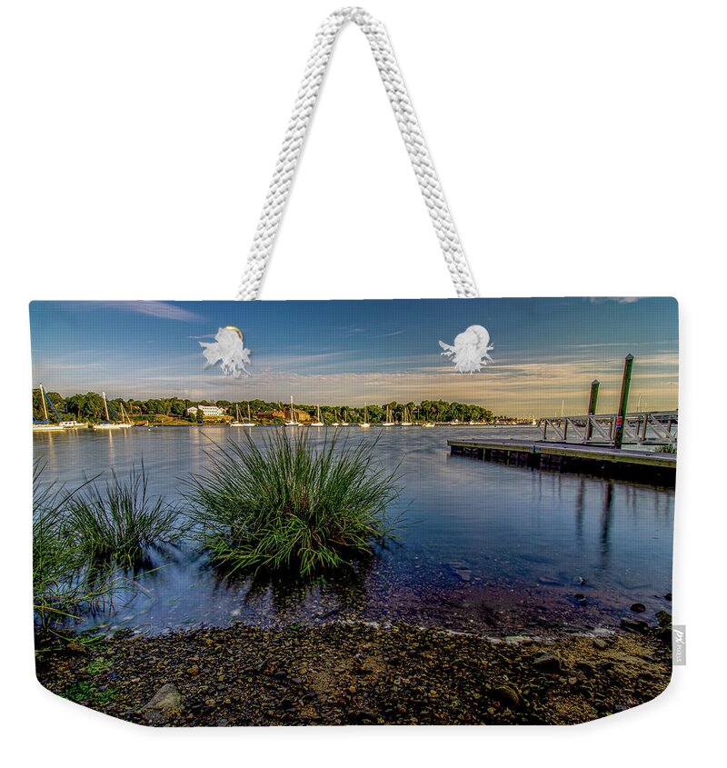 Bay Weekender Tote Bag featuring the photograph Greenwich Bay Harbor Seaport in east greenwich Rhode Island #8 by Alex Grichenko