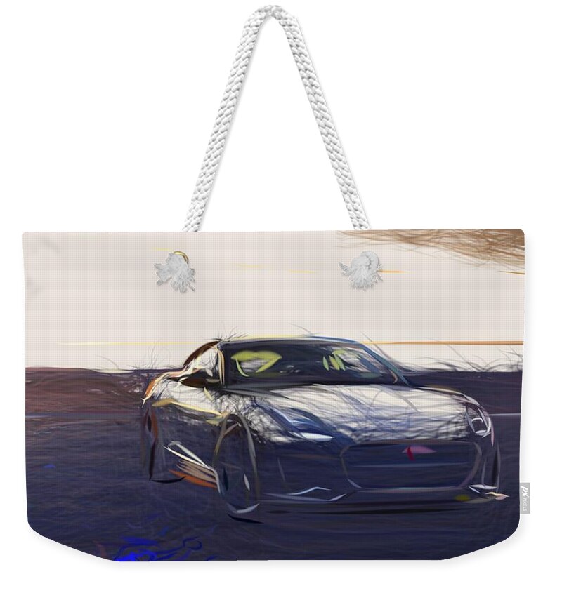 Jaguar Weekender Tote Bag featuring the digital art Jaguar F Type Drawing #10 by CarsToon Concept