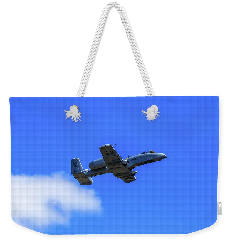 A-10c Weekender Tote Bag featuring the photograph A-10C Thunderbolt II in Flight by Doug Camara