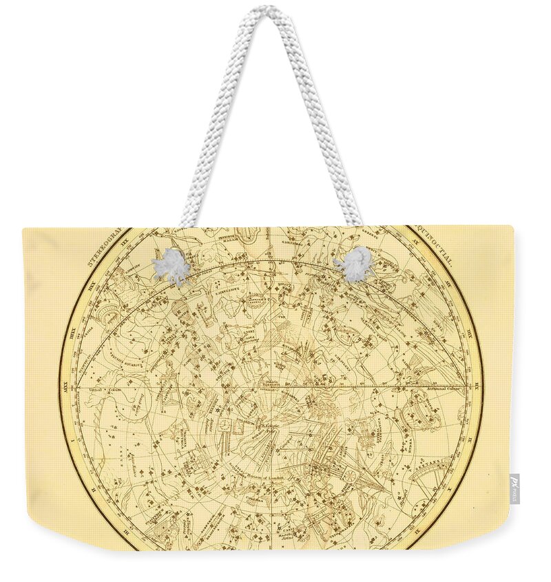 Engraving Weekender Tote Bag featuring the digital art A Background With A Map Of The Sky by Nicoolay