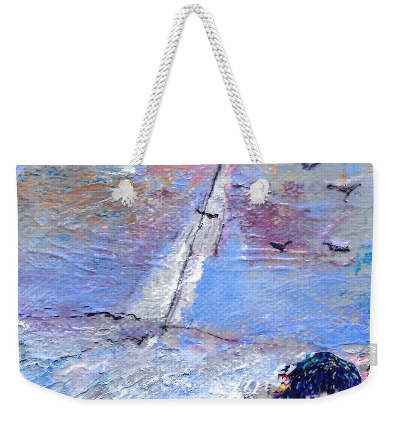 Square Weekender Tote Bag featuring the painting A Break from the Storm No.2 by Zsanan Studio