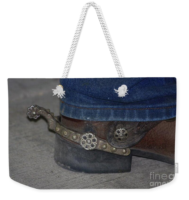 Spur Weekender Tote Bag featuring the photograph A Cowboy and his Spurs by Terri Brewster