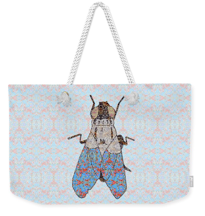 Fly Weekender Tote Bag featuring the digital art A Fly on the Wall by Diego Taborda
