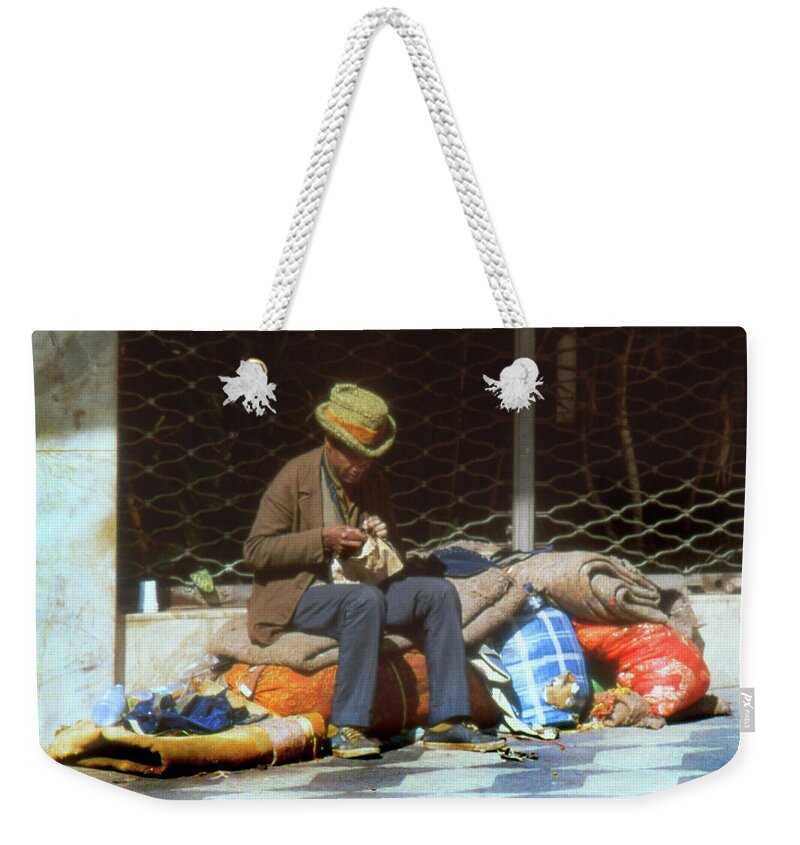 Homeless Weekender Tote Bag featuring the photograph A Man's Home is His Castle by Jerry Griffin