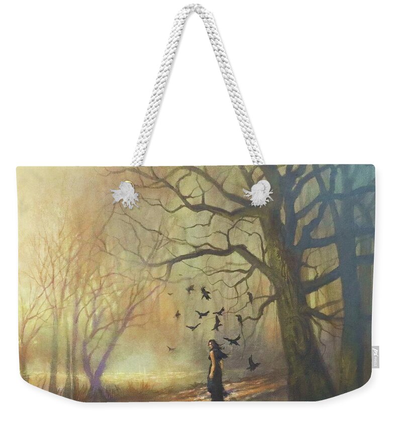 Solitary Figure Weekender Tote Bag featuring the painting A New Day by Tom Shropshire
