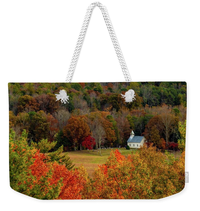 Church Weekender Tote Bag featuring the photograph A Rich View by Marcy Wielfaert