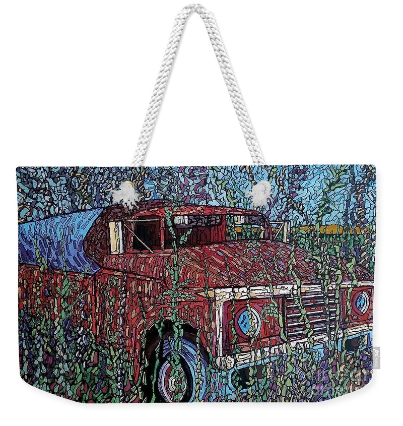 Sea Weekender Tote Bag featuring the painting Abandoned Oil Truck by Michael Graham