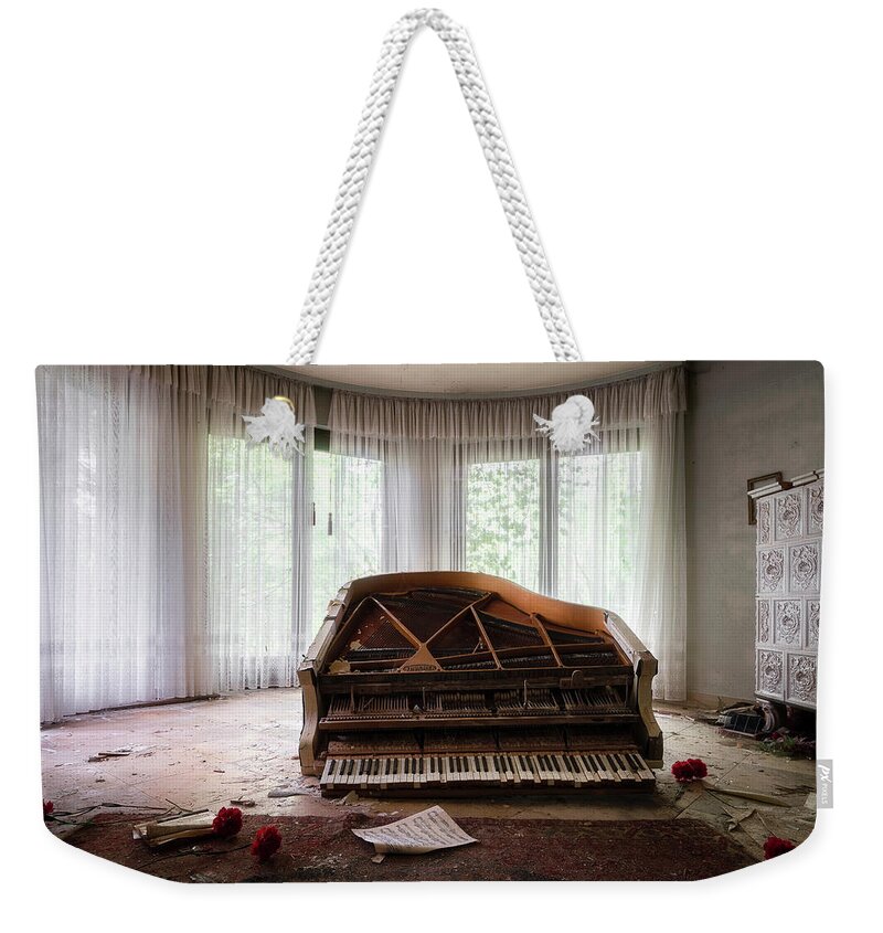 Urban Weekender Tote Bag featuring the photograph Abandoned Piano with Flowers by Roman Robroek