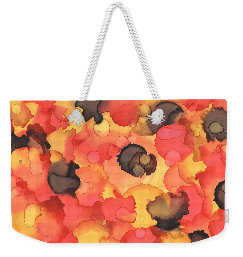Abstract Weekender Tote Bag featuring the painting Abstract 42 by Lucie Dumas