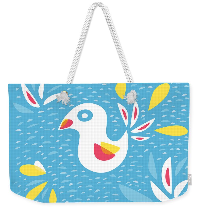 Spring Weekender Tote Bag featuring the digital art Abstract Bird In Spring by Boriana Giormova
