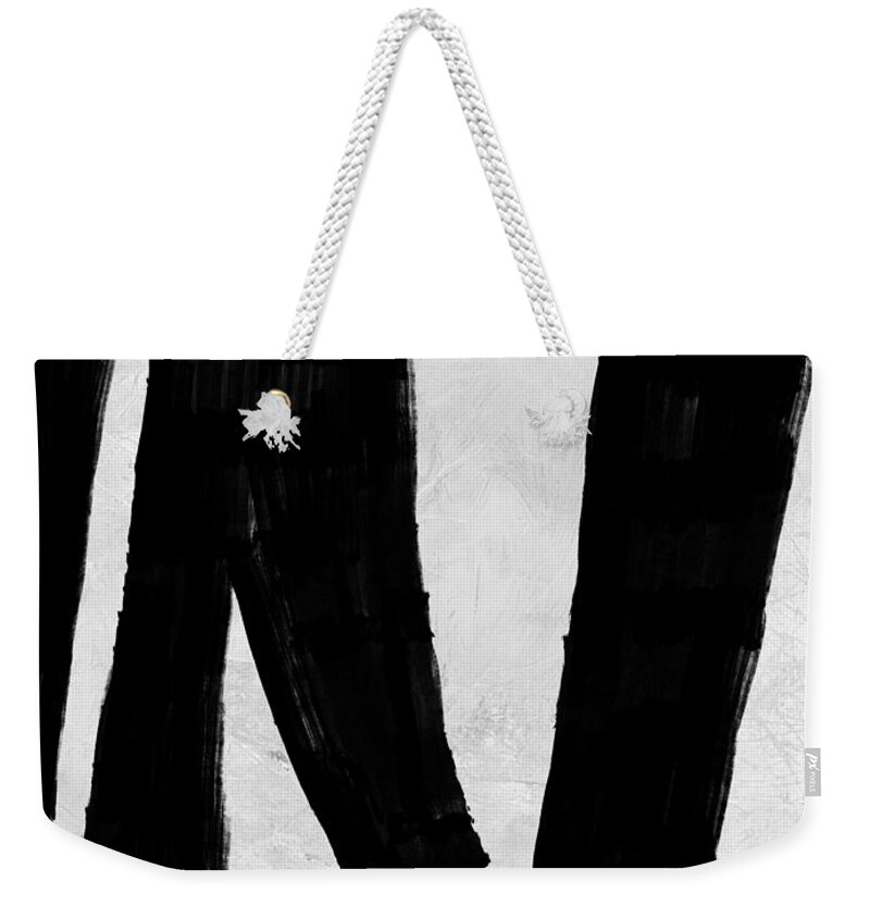 Black And White Weekender Tote Bag featuring the mixed media Abstract Black and White No.22 by Naxart Studio