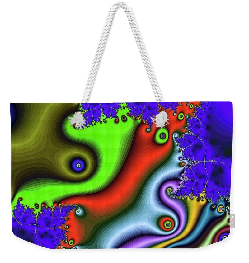 Fractal Weekender Tote Bag featuring the digital art Abstract Color Current Blue by Don Northup