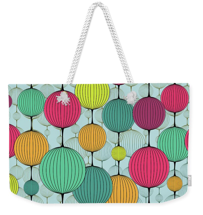Christmas Ornament Weekender Tote Bag featuring the digital art Abstract Colorful Chaplet Seamless by Pgmart