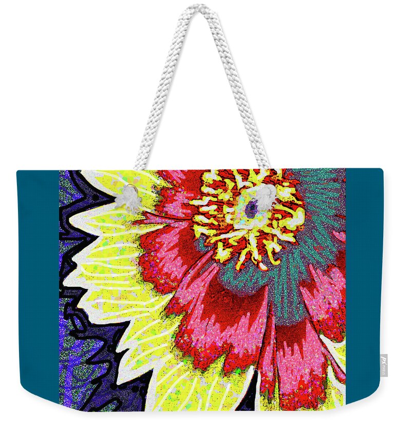Flowers Weekender Tote Bag featuring the digital art Abstract Coreopsis by Rod Whyte