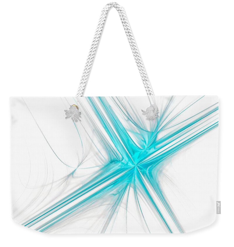 Cross Weekender Tote Bag featuring the digital art Abstract Cross Light Blue by Don Northup
