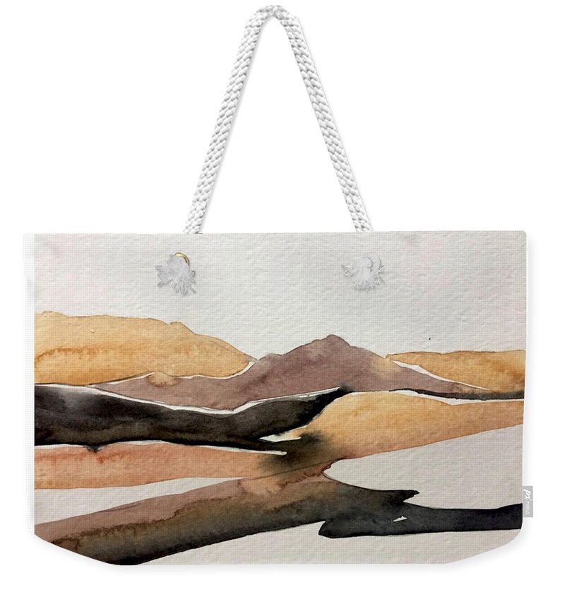 Desert Weekender Tote Bag featuring the painting Abstract Desert by Luisa Millicent