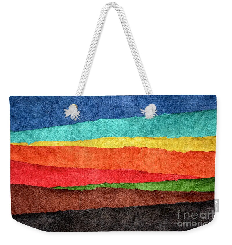 Huun Paper Weekender Tote Bag featuring the photograph Abstract Landscape Created With Handmade Paper by Marek Uliasz