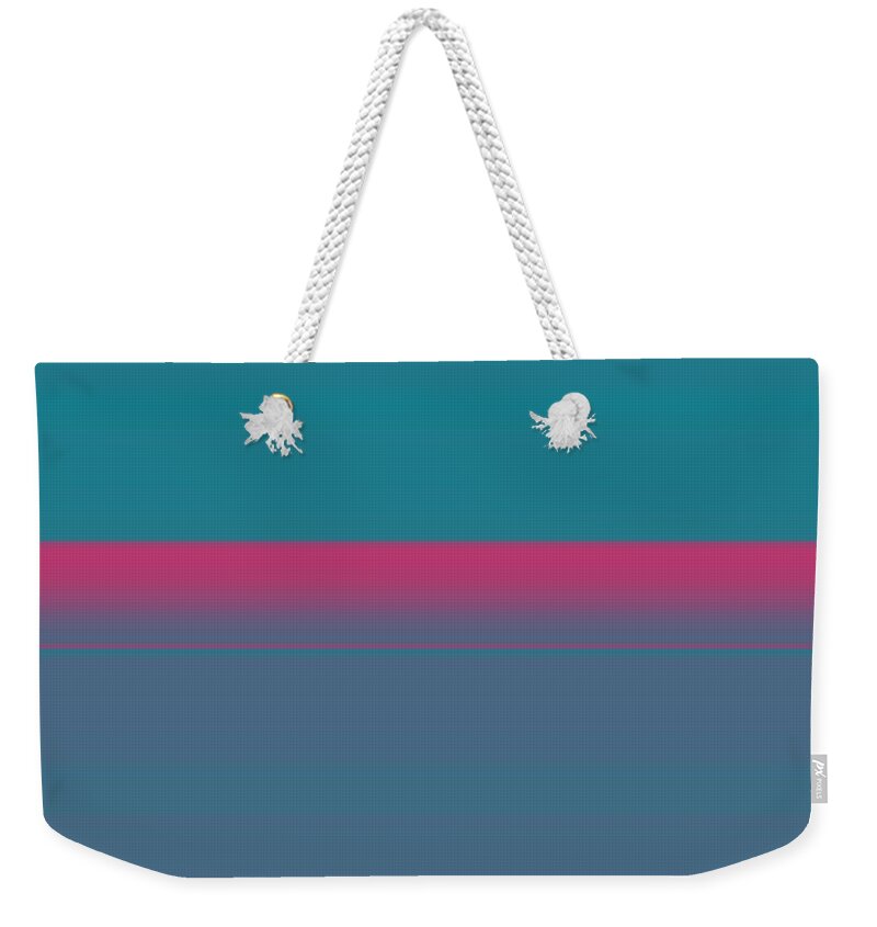 Abstract Weekender Tote Bag featuring the digital art Abstract Landscape teal magenta 3 digital art 35 by Itsonlythemoon -