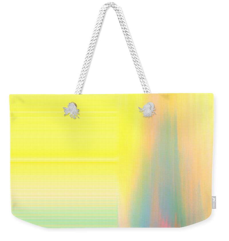Abstract Weekender Tote Bag featuring the digital art Abstract Landscape Yellow Stripes by Itsonlythemoon -