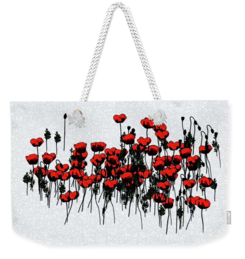 Poster Weekender Tote Bag featuring the digital art Abstract Poppies by Ana Borras
