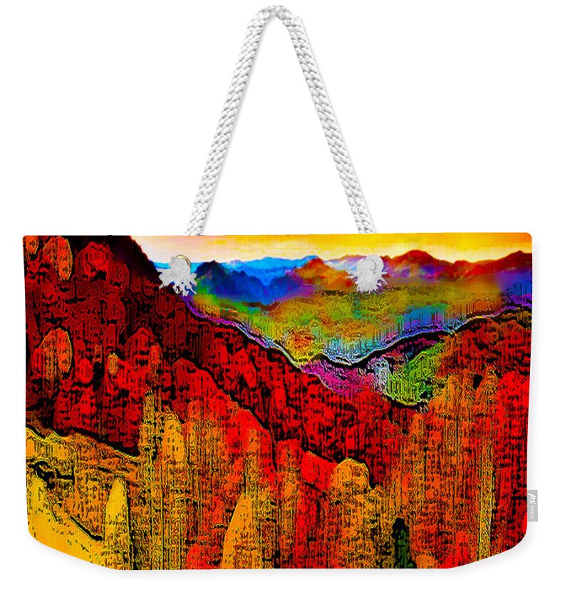 Abstract Landscape Weekender Tote Bag featuring the digital art Abstract Scenic 3a by Bruce IORIO