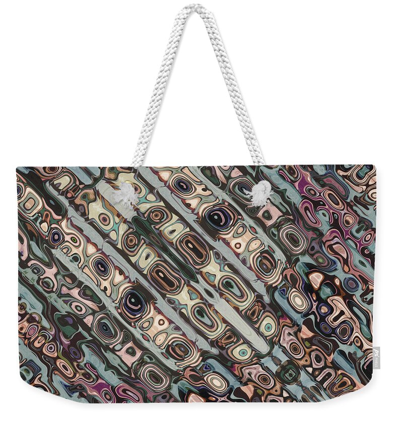 Diagonal Weekender Tote Bag featuring the digital art Abstract Textured Earth Tones Pattern by Phil Perkins