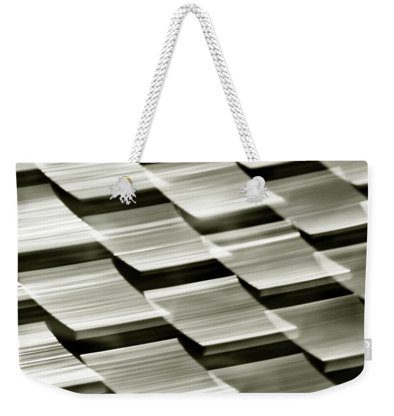Grid Weekender Tote Bag featuring the photograph Abstraction Of A Chain Link Fence by John Nordell