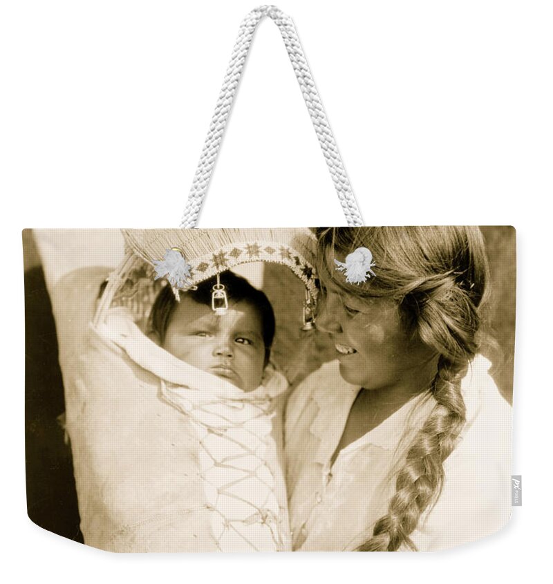 Indians Weekender Tote Bag featuring the painting Achomawi mother and child by 