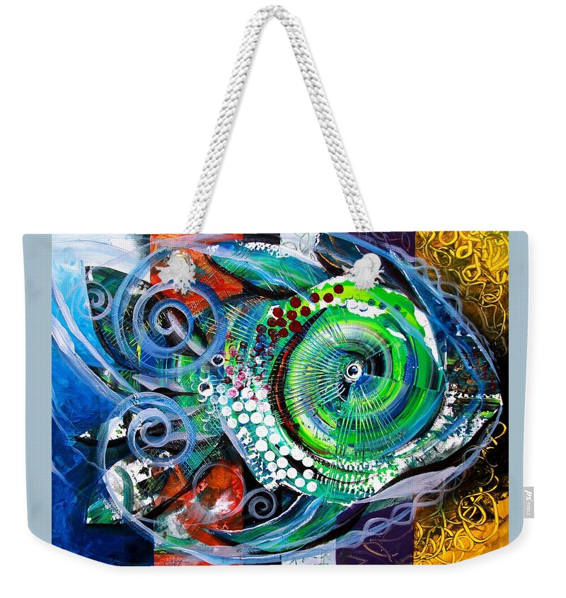 Fish Weekender Tote Bag featuring the painting AcidFish, 104 by J Vincent Scarpace