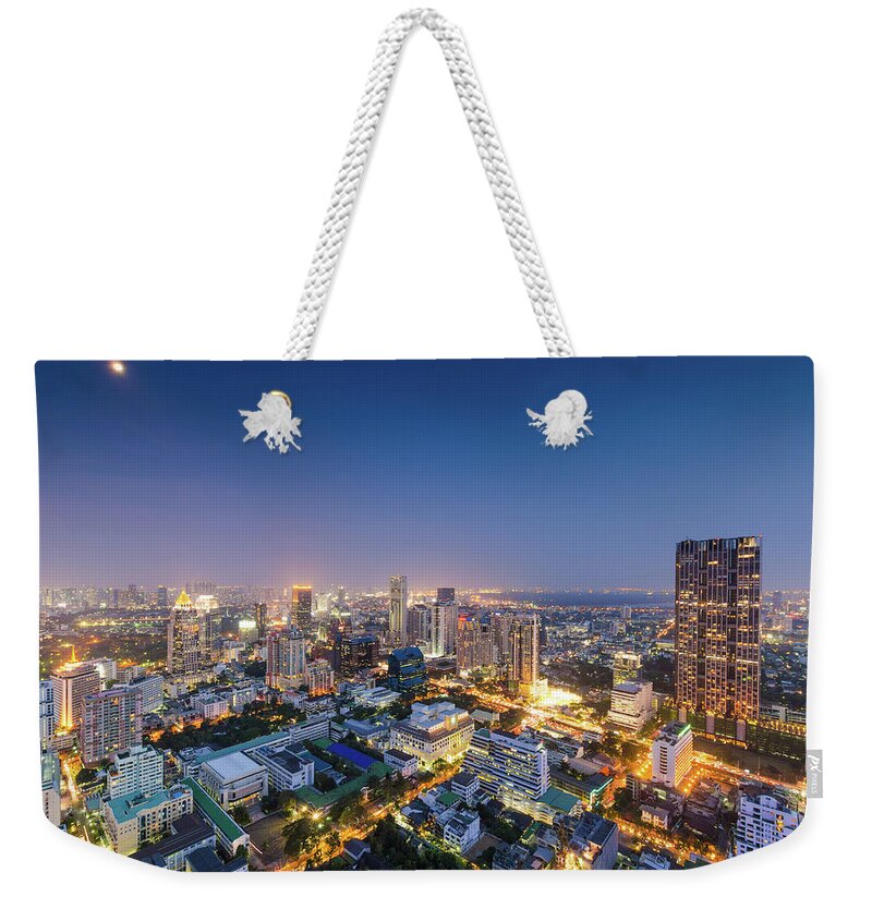 Scenics Weekender Tote Bag featuring the photograph Aerial Cityscape View In Asia by Primeimages