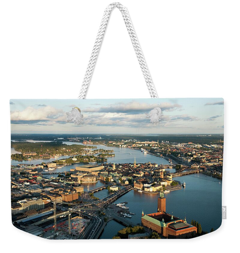 Sweden Weekender Tote Bag featuring the photograph Aerial View Of Central Stockholm by Gbrundin