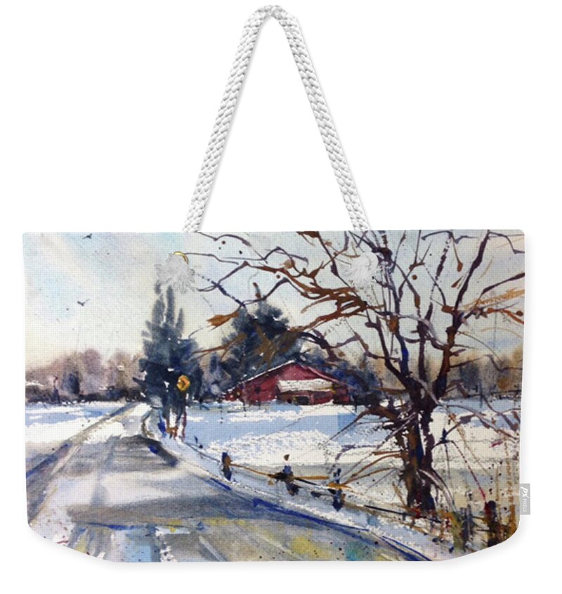 Winter Weekender Tote Bag featuring the painting After the Snowfall by Judith Levins