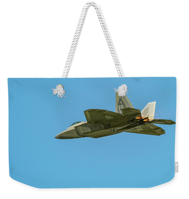 Fighter Weekender Tote Bag featuring the photograph Afterburners by Laura Hedien