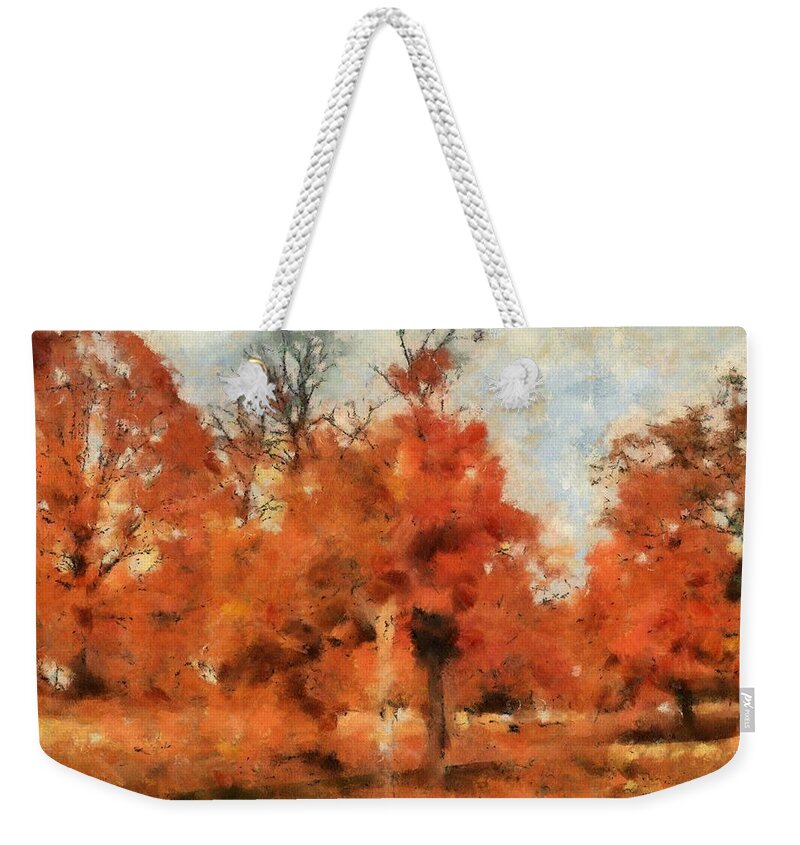 Fall Weekender Tote Bag featuring the mixed media Afternoon in the Cemetery I by Christopher Reed