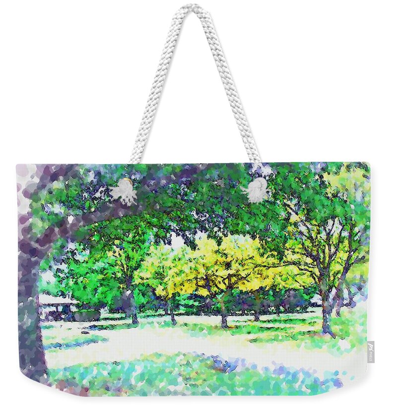 Park Weekender Tote Bag featuring the mixed media Afternoon in the Park by Christopher Reed