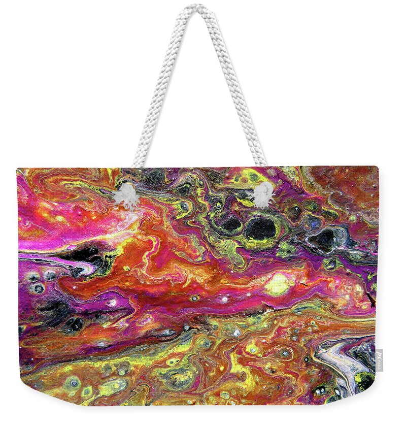 Agate Weekender Tote Bag featuring the mixed media Agate Cosmos Abstract by Marie Jamieson